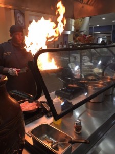 Flames and cooking at Indiana Government Center