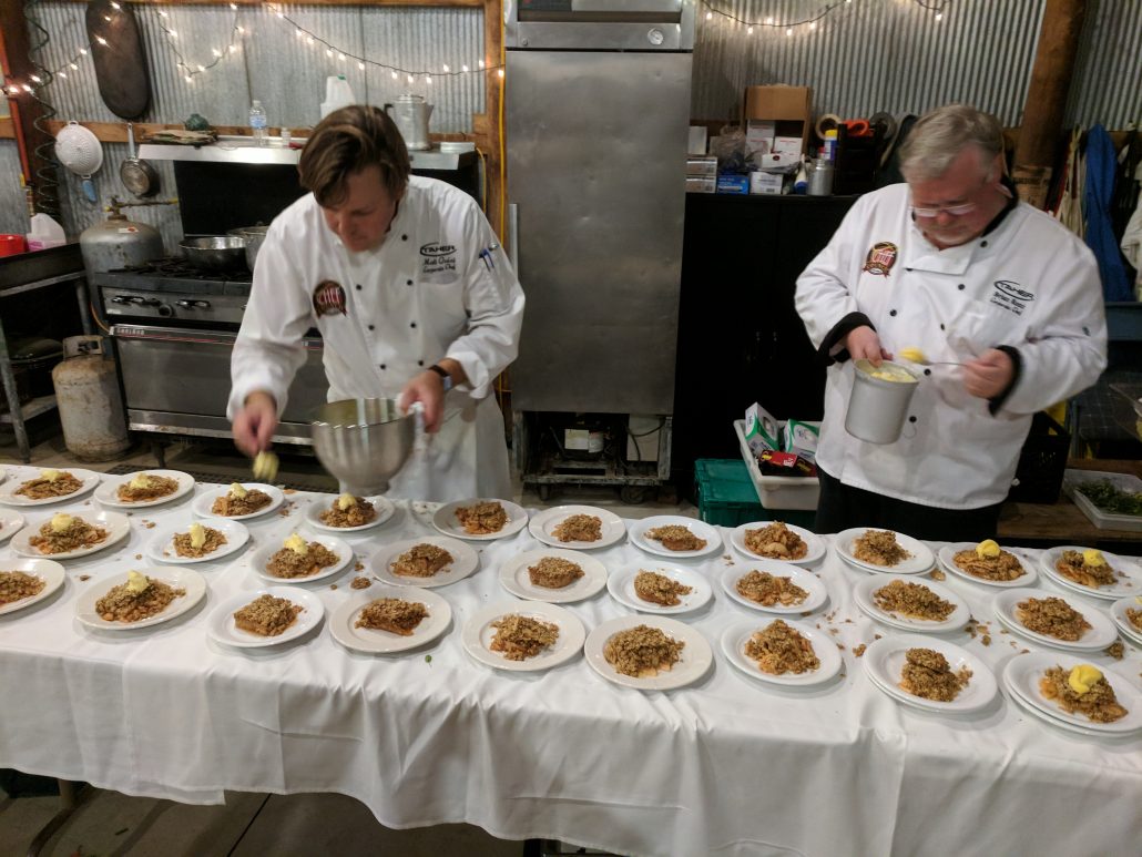 Preparing Fall Harvest Apple Crisp at the Farm Dinner